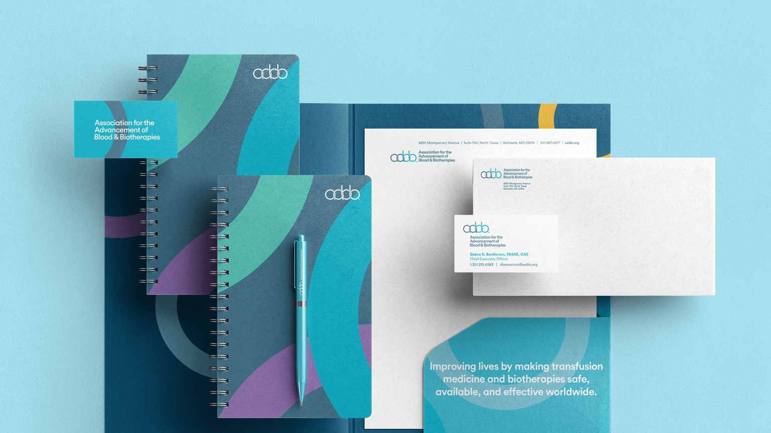 Picture of various types of letterhead featuring an "AABB" logo