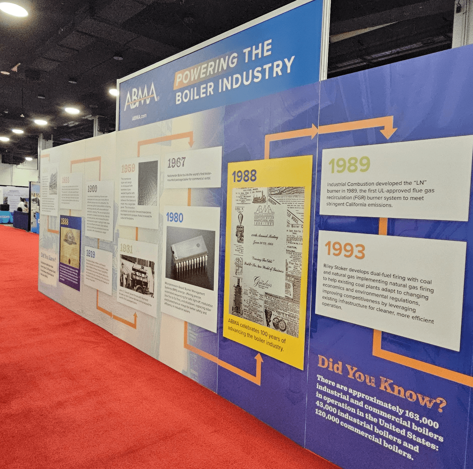 Attendee viewing the historical timeline installation at Boiler Expo